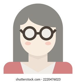 Glasses Wearing Girl Nerd Female Woman Avatar modern concept ui ux icon for website, app, presentaion, flyer, brochure etc.
