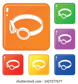 Glasses welding mask icons set collection vector 6 color isolated on white background