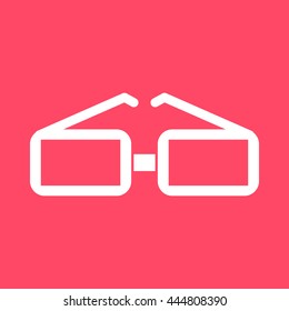 Glasses white icon on magenta color background. Eps-10.