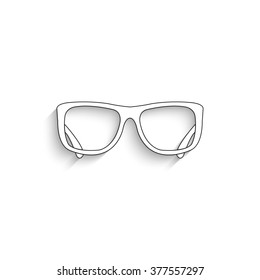 glasses - white vector icon  with shadow