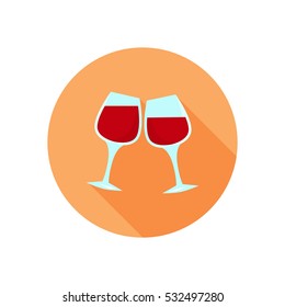 Glasses with wine color icon. Flat design for web and mobile