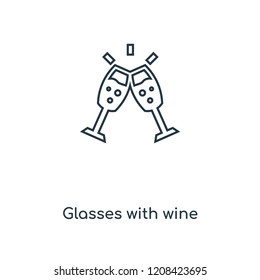 Glasses with wine concept line icon. Linear Glasses with wine concept outline symbol design. This simple element illustration can be used for web and mobile UI/UX.