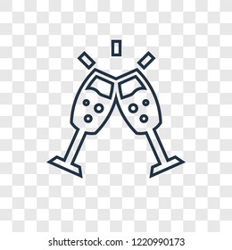 Glasses with wine concept vector linear icon isolated on transparent background, Glasses with wine concept transparency concept in outline style