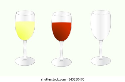 glasses for wine. Different kins glasses of wine on white background. Vector illustration