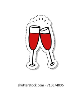 glasses of wine doodle icon