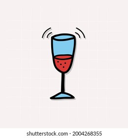 glasses of wine doodle icon, vector illustration.