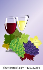 Glasses of wine and grapes