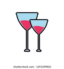 glasses of wine isolated icon