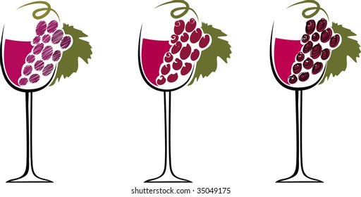 Glasses with wine on a white background