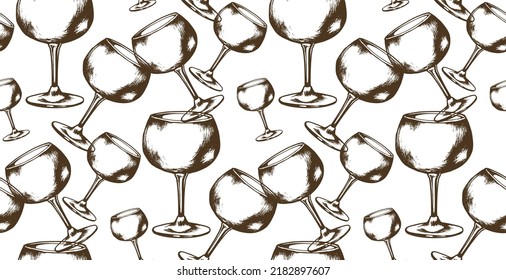 Gafas de vino. Patrón sin foco. Adecuado para el fondo, tela, mural, papel envolvente y similares.