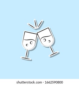 Glasses wine sticker icon. Simple thin line, outline vector of travel icons for ui and ux, website or mobile application