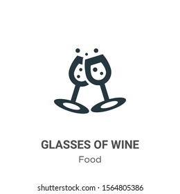 Glasses of wine vector icon on white background. Flat vector glasses of wine icon symbol sign from modern food collection for mobile concept and web apps design.