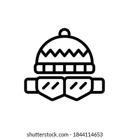 Vector de contorno de icono de lentes (invierno). Aislado sobre fondo blanco