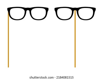 Glasses with wooden stick on white background