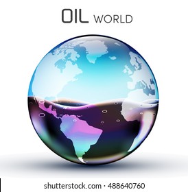 glasses world oil background concept. vector illustration design template