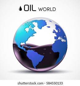 glasses world oil background concept. vector illustration design template