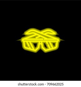 Glasses yellow glowing neon ui ux icon. Glowing sign logo vector