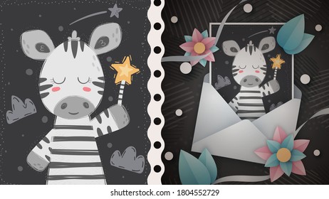 Glasses zebra - idea for greeting card.