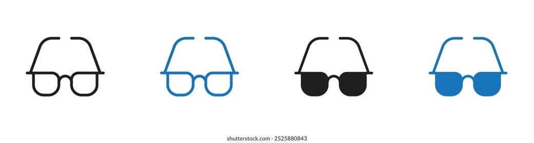 Glassess icon linear graphics set vector in black