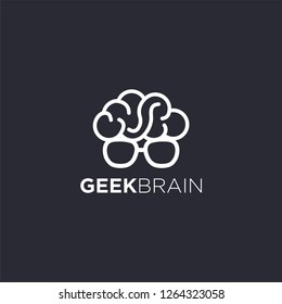 glasseye and brain Logo icon vector, smart and thinker addict logo vector template on dark background