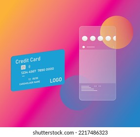 Tarjeta de banco y interfaz telefónica de Glassmorphic