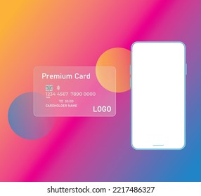 Glassmorphic bank card and phone interface