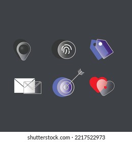 Glassmorphic  style icon set collection 