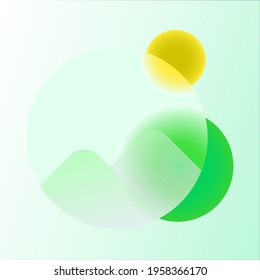 Vector de ilustración 3d de Glassmorphism - Icono de Sunrise: el sol está cubierto por un círculo. Icono para dispositivos móviles, aplicaciones móviles al estilo de morfismo de vidrio. delimitación 3D elemento de negocio del signo