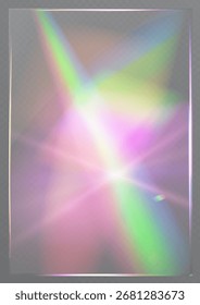 Glassmorfismo abstrato luz colorida flare com arco-íris brilho isolado no fundo transparente.
