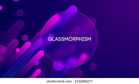 Glassmorphism abstract gradient shapes. Blurred gradient vector iilustration. Glass morphism style neon gradient.