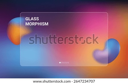 Glassmorphism blur transparent screen background with colorful abstract shapes
