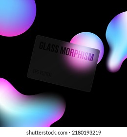 Concepto de glasmorfismo con formas geométricas 3d. Efecto de vidrio escarpado. Ilustración sobre fondo negro.