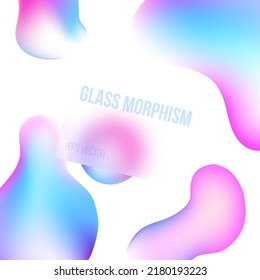 Glassmorphism concept with 3d geometric shapes. Frosted glass effect. Illustration on light background.