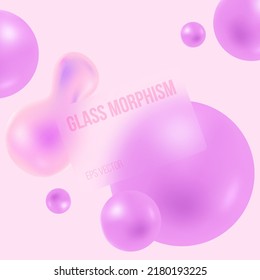 Concepto de glasmorfismo con formas geométricas 3d. Efecto de vidrio escarpado. Ilustración sobre el fondo de la luz.