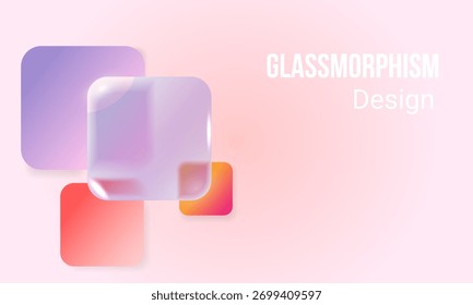 Glassmorphism design template. Circular corporate workflow graphic elements. Company presentation slide. Gradient. Vector info graphic illustrations