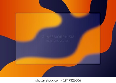 Glassmorphism Effect With Transparent Glass Plate On 
Abstract Color Background. Frosted Acrylic Or Matte Plexiglass Plates In Rectangle Shape. Realistic Glass Morphism. Vector Illustration.