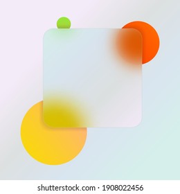 Glassmorphism - frosted glass with three circles in yellow, green and orange