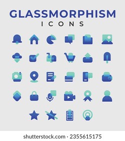 Glassmorphism Icon Set, 2 Color, RGB Color