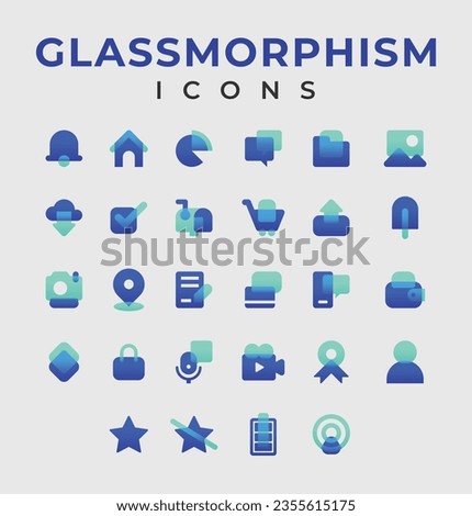 Glassmorphism Icon Set, 2 Color, RGB Color