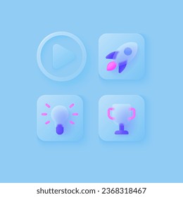 Glassmorphism icons, great design for any purposes. Vector illustration