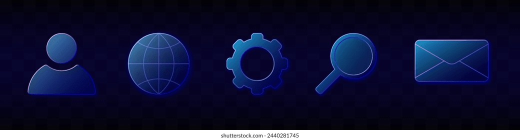 Glassmorphism icons set. Vector illustration. EPS 10