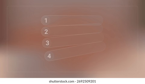 Glassmorphism Infographic Steps List Elementos numerados de color marrón para presentación