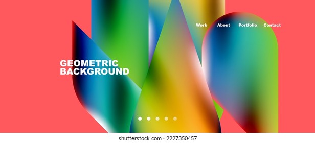 Glassmorphismus Landing Page Hintergrund Vorlage. Farbige Glasformen mit abstrakter metallischer Wirkung für Tapeten, Banner, Hintergrund