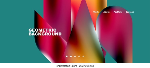 Glassmorphismus Landing Page Hintergrund Vorlage. Farbige Glasformen mit abstrakter metallischer Wirkung für Tapeten, Banner, Hintergrund