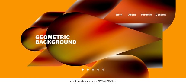 Glassmorphism landing page background template. Colorful glass shapes with metallic effect abstract composition for wallpaper, banner, background