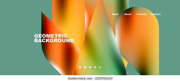 Glassmorphismus Landing Page Hintergrund Vorlage. Farbige Glasformen mit abstrakter metallischer Wirkung für Tapeten, Banner, Hintergrund