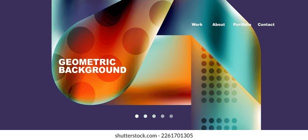 Glassmorphismus Landing Page Hintergrund Vorlage. Farbige Glasformen mit abstrakter metallischer Wirkung für Tapeten, Banner, Hintergrund