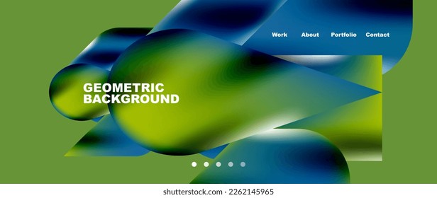Glassmorphismus Landing Page Hintergrund Vorlage. Farbige Glasformen mit abstrakter metallischer Wirkung für Tapeten, Banner, Hintergrund