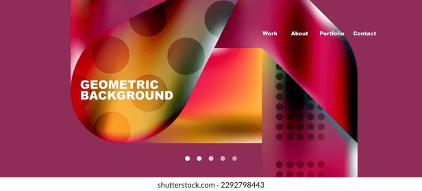 Plantilla de fondo de la página de inicio del Glassmorphismo. Formas de vidrio coloridas con efecto metálico y composición abstracta para papel de pared, pancarta, fondo