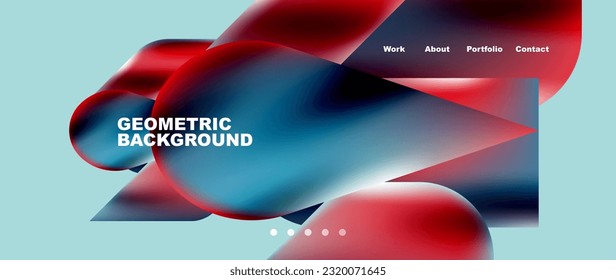 Plantilla de fondo de la página de inicio del Glassmorphismo. Formas de vidrio coloridas con efecto metálico y composición abstracta para papel de pared, pancarta, fondo